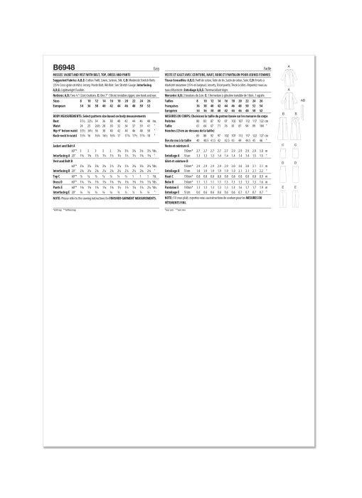 B6948 Butterick Schnittmuster Kombination