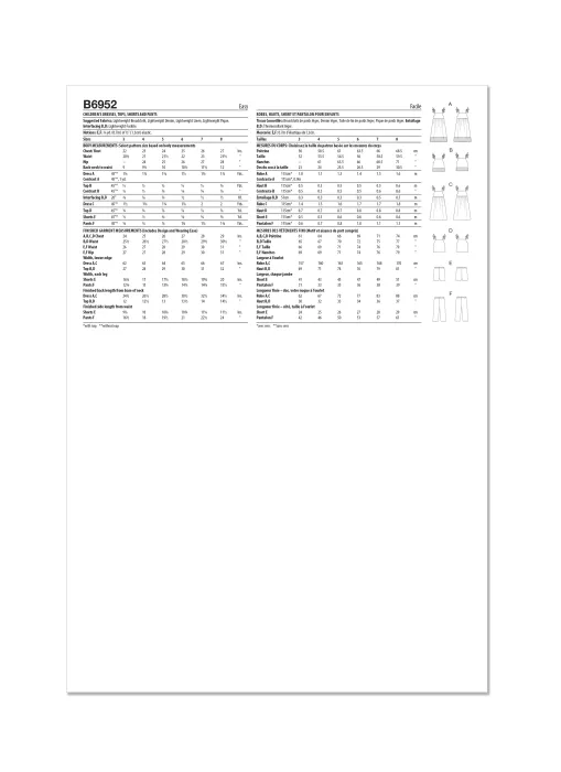 B6952 Butterick Schnittmuster Mädchen-Kombination