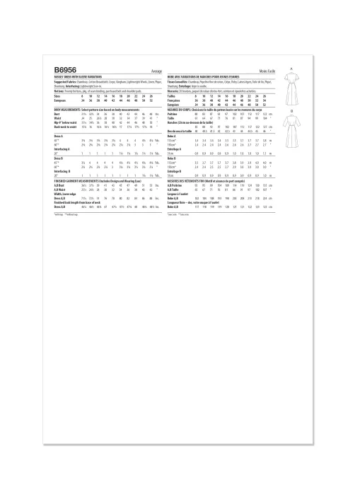 B6956 Butterick Schnittmuster Vintage-Kleid 50er Jahre