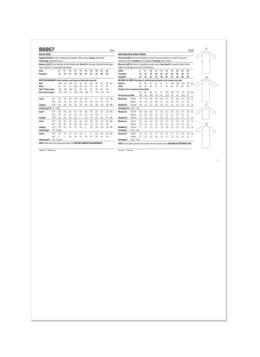 B6957 Butterick Schnittmuster Vintage-Mantel Jacke 50er Jahre