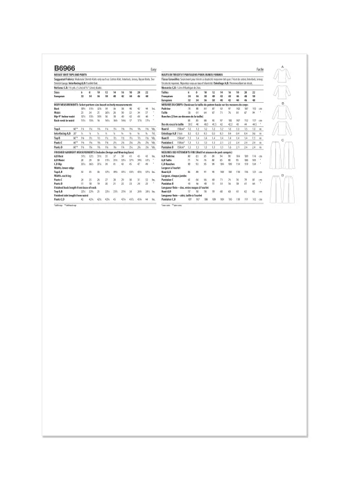 B6966 Butterick Schnittmuster Designer Shirt Hose