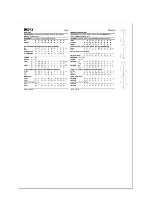 B6973 Butterick Schnittmuster Designerhose