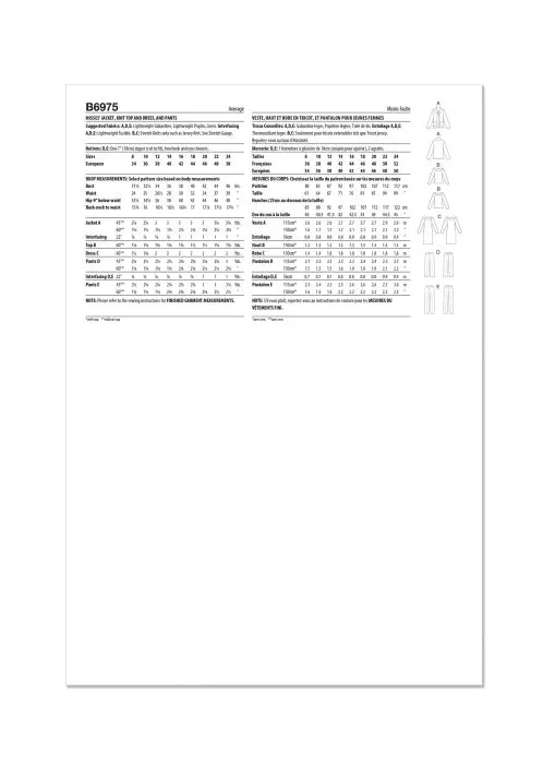B6975 Butterick Schnittmuster Designer Kombination