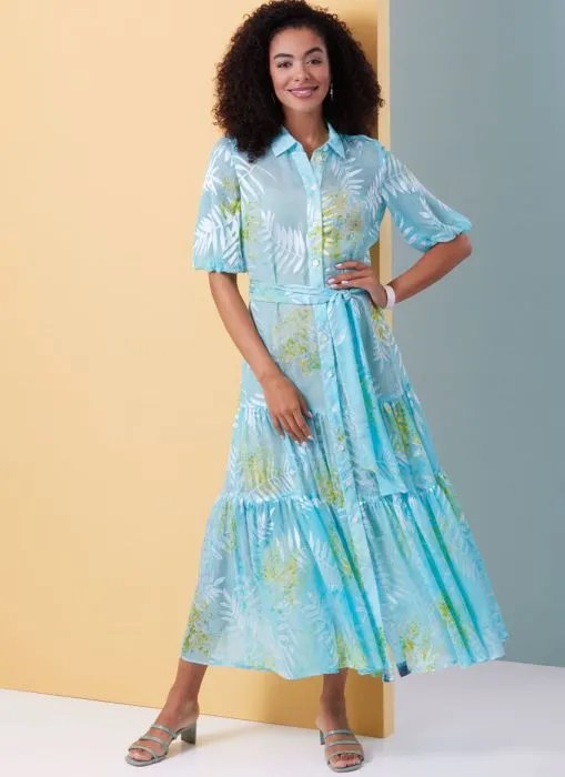 B6977 Butterick Schnittmuster Maxi Hemdblusenkleid