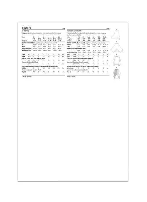 B6981 Butterick Schnittmuster Designer Shirt Top