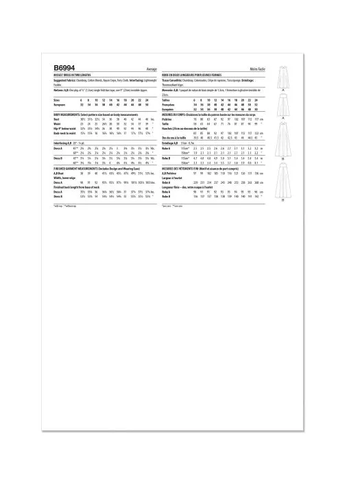 B6994 Butterick Schnittmuster ärmelloses Kleid