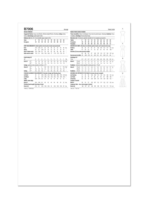 B7006 Butterick Schnittmuster schulterfreies Kleid