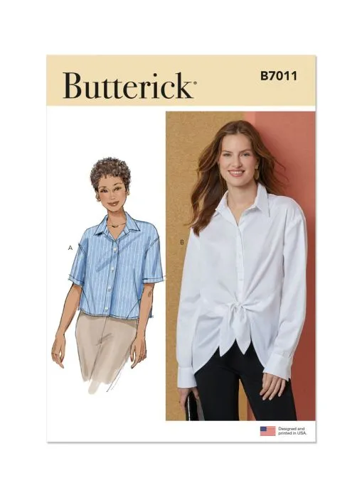 B7011 Butterick Schnittmuster Kurzbluse Knotenbluse
