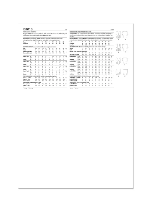 B7018 Butterick Schnittmuster Retro-Westen 60er-Jahre