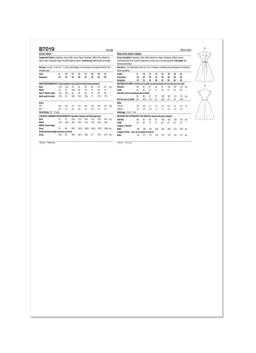 B7019 Butterick Retro Schnittmuster 50er-Jahre Kleid