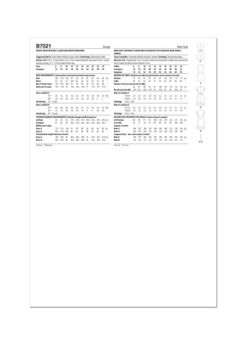 B7021 Butterick Schnittmuster Kleid