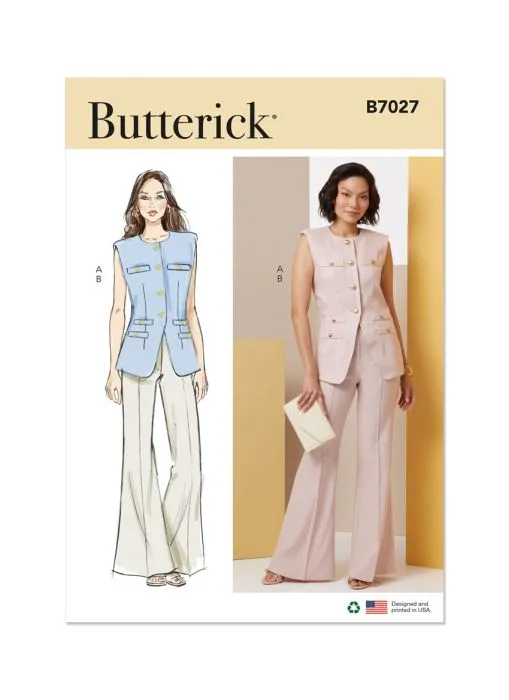 B7027 Butterick Schnittmuster Weste Hose