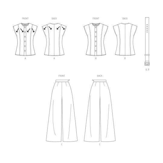 B7028 Butterick Schnittmuster Hosenanzug