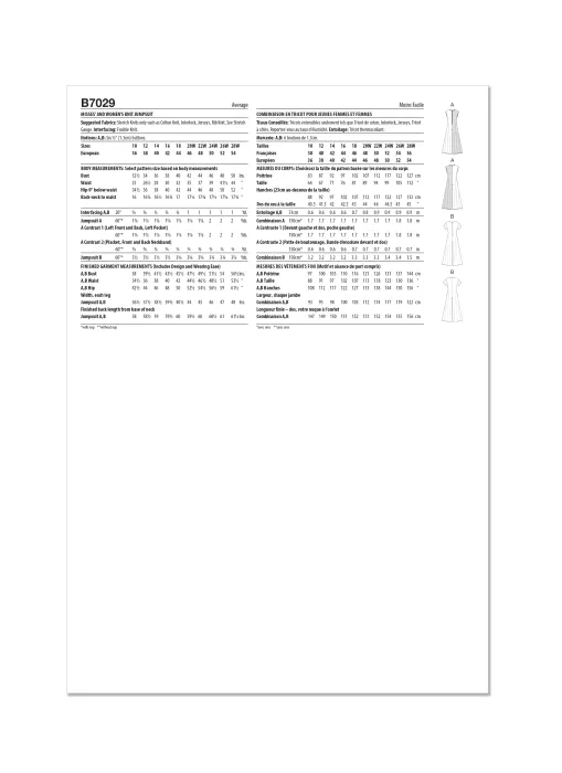 B7029 Butterick Schnittmuster Jersey-Jumpsuit