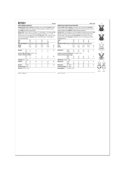 B7031 Butterick Schnittmuster Baby-Kombination