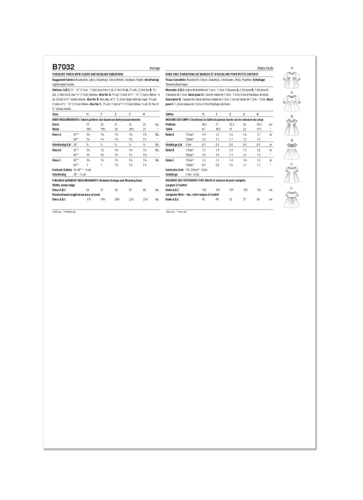 B7032 Butterick Schnittmuster Kinderkleid