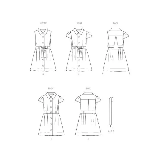 B7033 Butterick Schnittmuster Kinder-Hemdblusenkleid