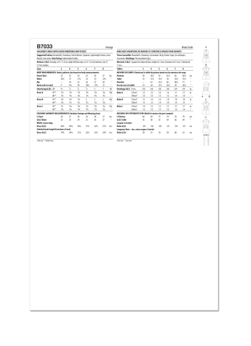 B7033 Butterick Schnittmuster Kinder-Hemdblusenkleid