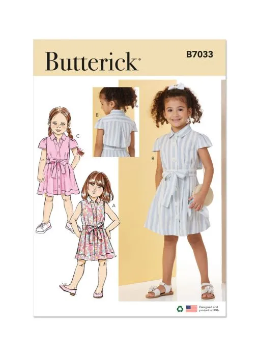 B7033 Butterick Schnittmuster Kinder-Hemdblusenkleid