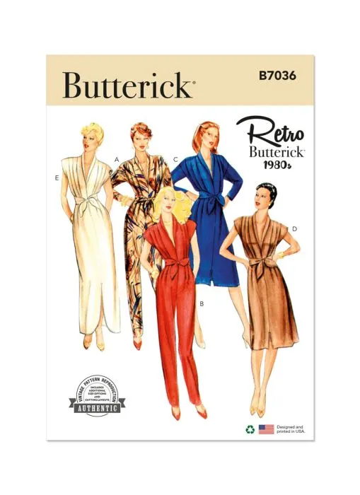 B7036 Butterick Schnittmuster Retro Kleid Overall 80er Jahre