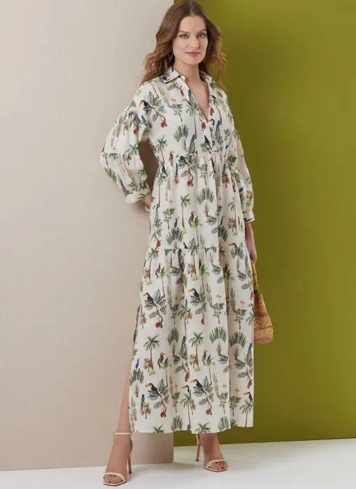 B7039 Butterick Schnittmuster Kleid in Maxilänge