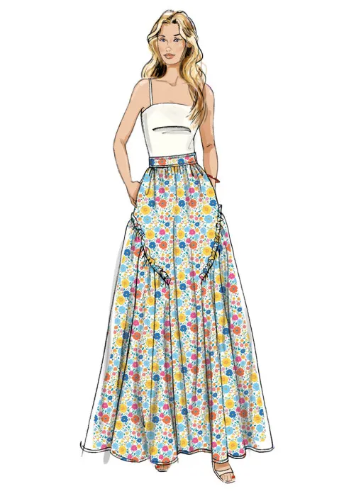 B7044 Butterick Schnittmuster Rock Midi & Maxi