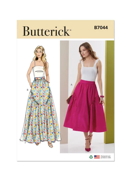 B7044 Butterick Schnittmuster Rock Midi & Maxi