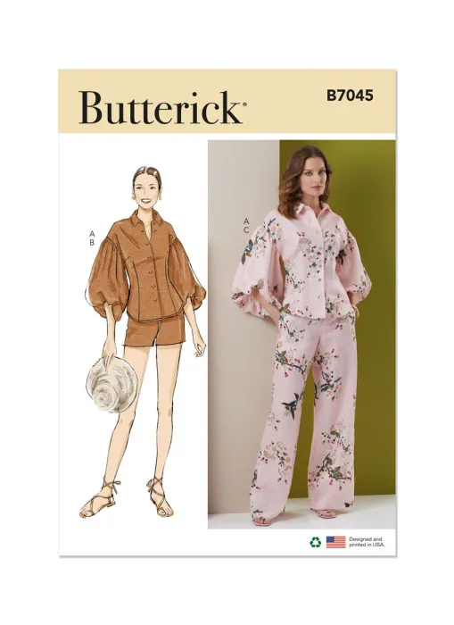 B7045 Butterick Schnittmuster Bluse Hose Shorts