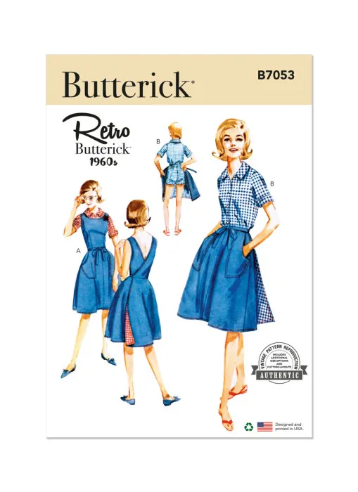 B7053 Butterick Schnittmuster Retro-Kombi 60er Jahre