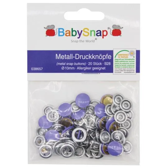 BabySnap Jersey-Druckknöpfe Metall flieder 10mm