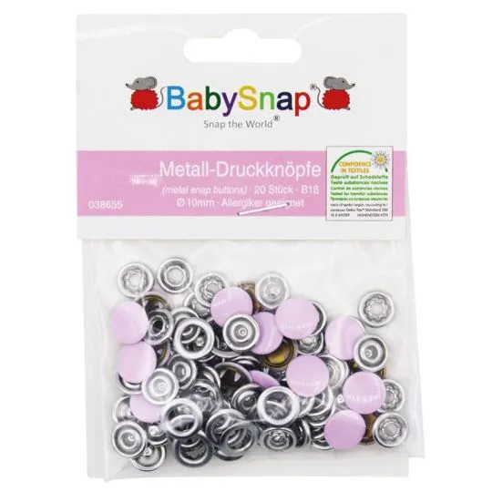 BabySnap Jersey-Druckknöpfe Metall rosa 10mm