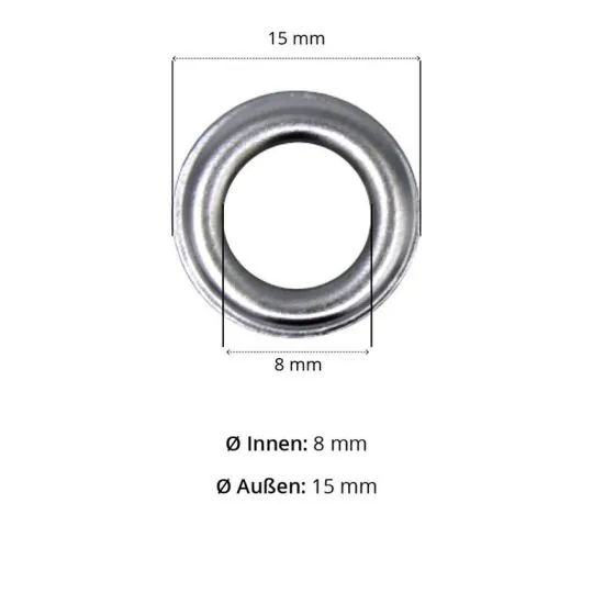 Babysnap Oesen 8mm silber ohne Werkzeug