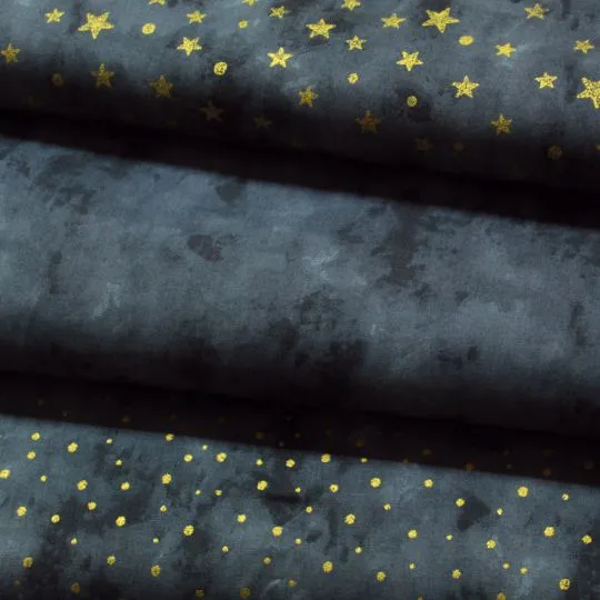 50cm Baumwollstoff BATIK STARS & DOTS grau