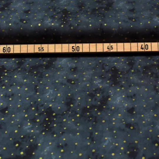 50cm Baumwollstoff BATIK DOTS grau-gold