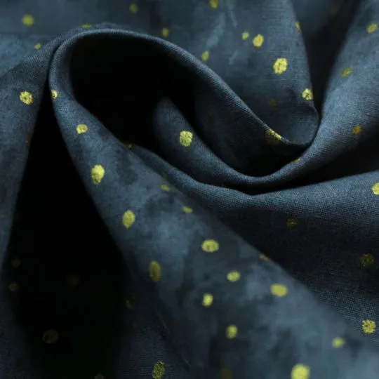 50cm Baumwollstoff BATIK DOTS grau-gold