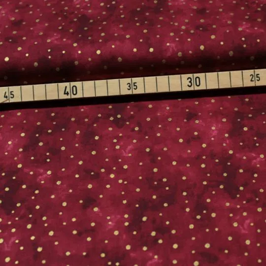 50cm Baumwollstoff BATIK DOTS rot-gold