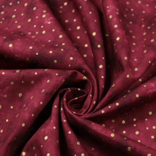 50cm Baumwollstoff BATIK DOTS rot-gold
