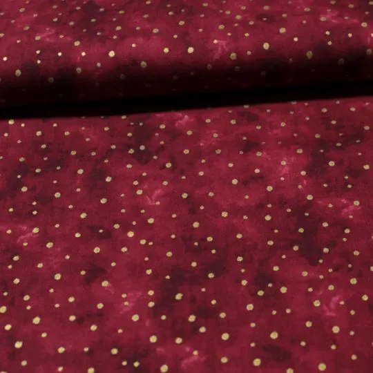 50cm Baumwollstoff BATIK DOTS rot-gold