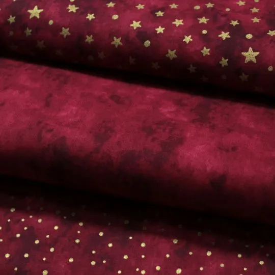 50cm Baumwollstoff BATIK DOTS rot-gold