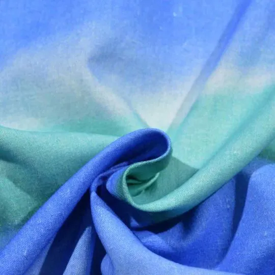 50cm Baumwoll-Leinenstoff Batik blau-türkis
