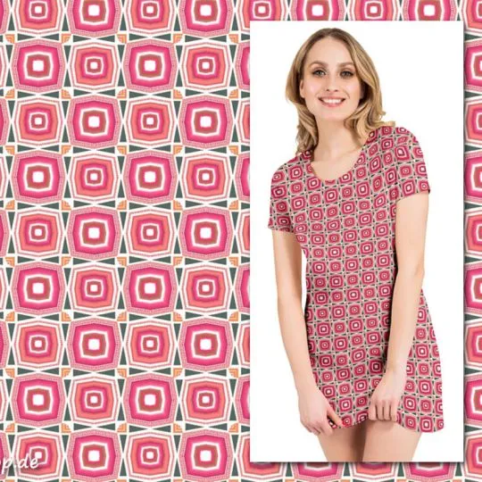 50cm Baumwoll-Leinenstoff Retro-Look Oktagon