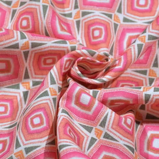 50cm Baumwoll-Leinenstoff Retro-Look Oktagon