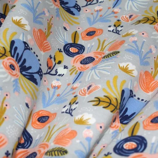 50cm Jerseystoff Flower by Poppy Fabrics hellgrau