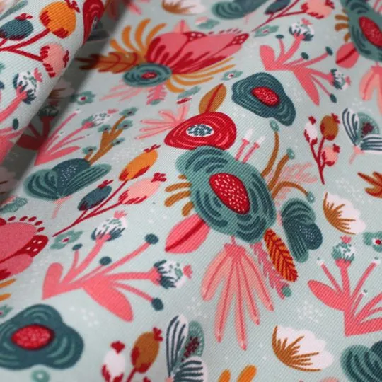 Rest: 2,10m Jerseystoff Flower by Poppy Fabrics mint