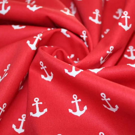 Rest: 1,60m Baumwollstoff Anchor Party rot