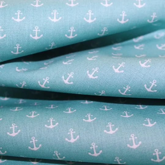 50cm Baumwollstoff MIX-IT Anker hellpetrol