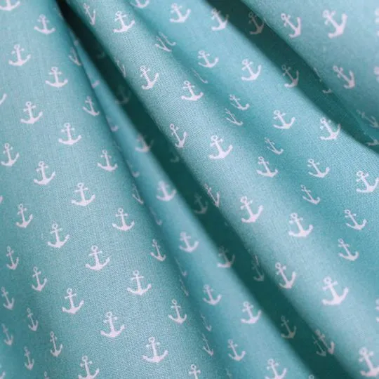 50cm Baumwollstoff MIX-IT Anker hellpetrol