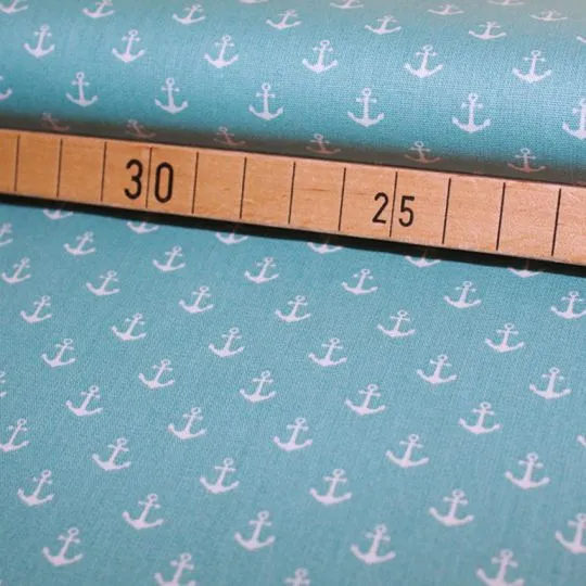 50cm Baumwollstoff MIX-IT Anker hellpetrol