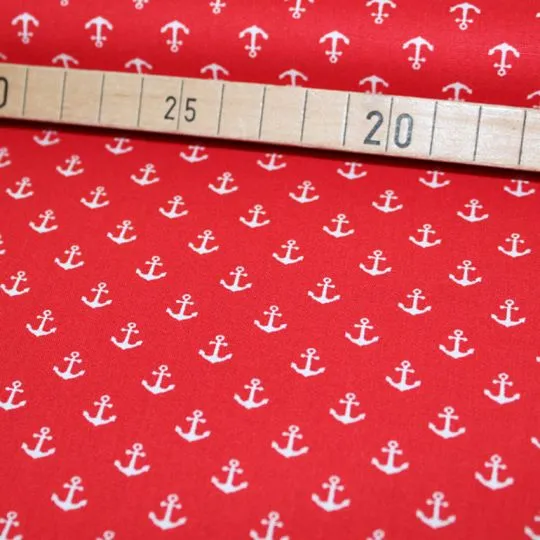 Rest: 1,20m Baumwollstoff MIX-IT Anker rot