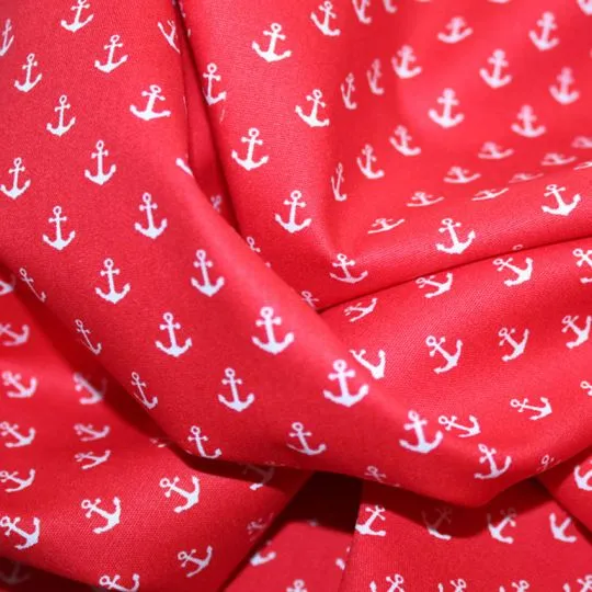 Rest: 1,20m Baumwollstoff MIX-IT Anker rot
